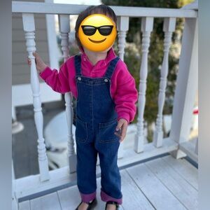 Zara denim overalls with pink cuffs for toddler girl